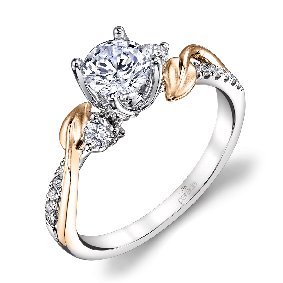 14K or 18K White & Yellow Gold Diamond Lyria Leaves Engagement Ring by Parade Questions & Answers