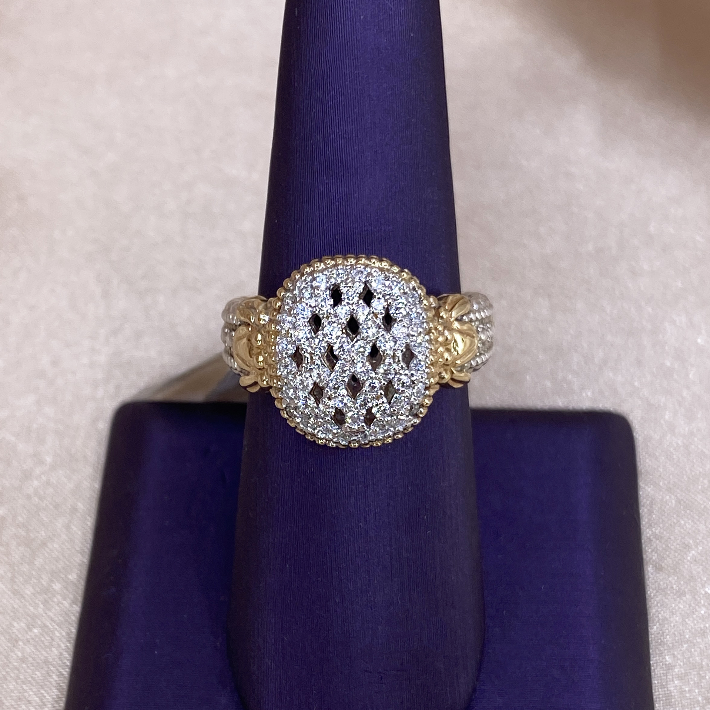 Sterling Silver & 14K Gold Lattice Diamond Ring by Vahan Questions & Answers