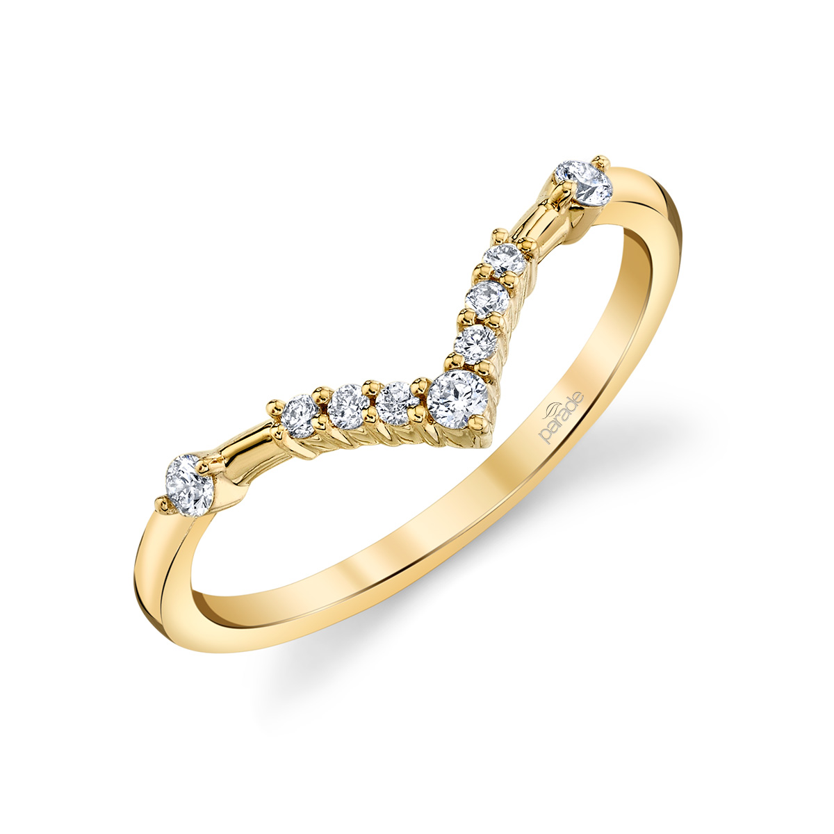 18K Yellow Gold & Diamond Peak Wedding Ring by Parade Designs Questions & Answers